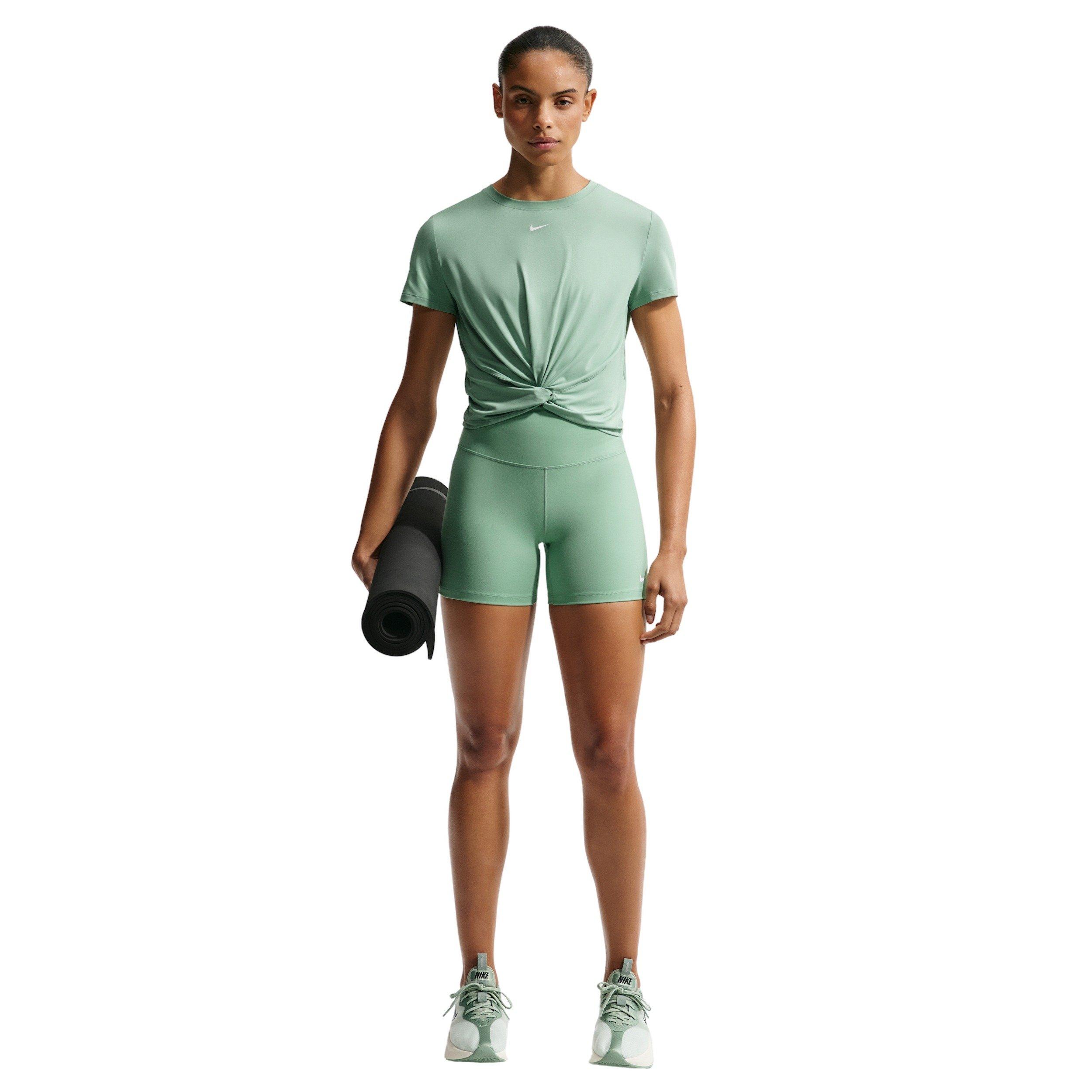 Nike Women's One Classic Twist Dri-FIT Short-Sleeve Top - Steam/White - STEAM GREEN/WHITE